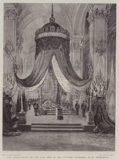 Der Leichnam des verstorbenen Zaren in der Festungskathedrale in St. Petersburg von Henry William Brewer