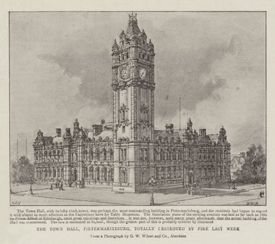Das Rathaus von Pietermaritzburg, letzte Woche vollständig durch Feuer zerstört von Henry William Brewer