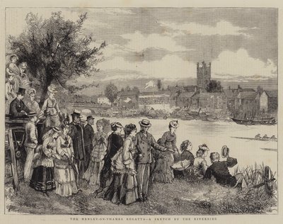 Die Henley-on-Thames Regatta, eine Skizze am Flussufer von Henry Woods