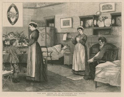 Der neue Orden von St. Katherine für Krankenschwestern; eine Skizze in der Bouverie Station, Westminster Hospital von Henry Woods