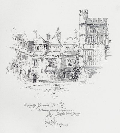 Brasenose College, Oxford, zeigt den Eingang zu den Zimmern des englischen Geistlichen und Schriftstellers Reginald Heber von Herbert (after) Railton