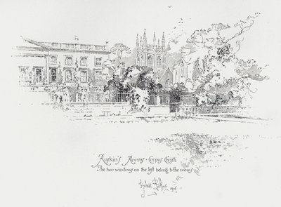 Zimmer des englischen Kunstkritikers John Ruskin im Corpus Christi College, Oxford von Herbert (after) Railton