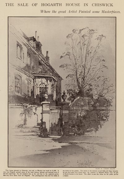 Ehemaliges Haus von William Hogarth, Chiswick, London von Herbert (after) Railton
