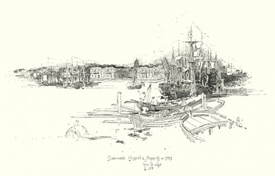 Greenwich Krankenhaus und Schiffe, im Jahr 1749 von Herbert (after) Railton