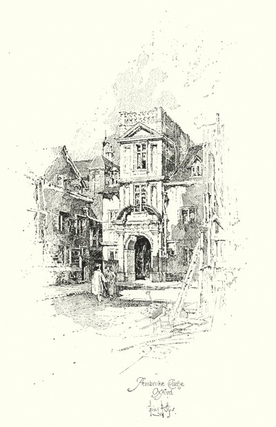 Pembroke College, Oxford (Lithografie) von Herbert (after) Railton