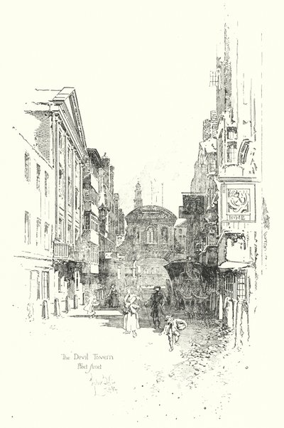 Die Devil Tavern, Fleet Street, zur Zeit von Dr. Johnson von Herbert (after) Railton