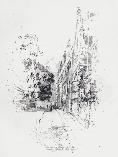 Die enge Brasenose Lane, Oxford, zeigt das All Souls
