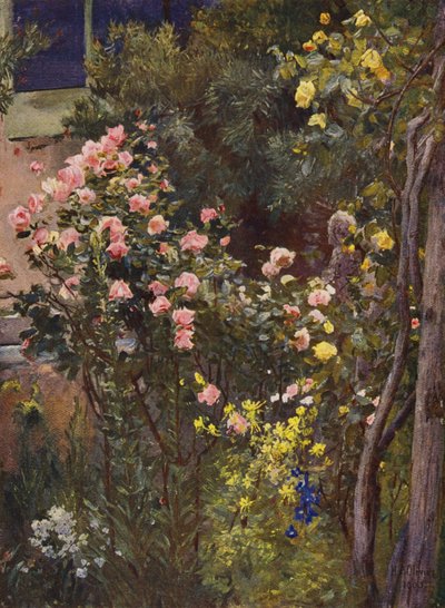 In einem Rosengarten, Catherine Mermet und Marechal Niel zu Hause von Herbert Arnould Olivier