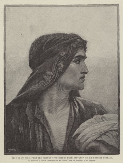 Kopf des Heiligen Johannes, aus dem Bild Die Rückkehr vom Kalvarienberg von Herbert Gustave Schmalz