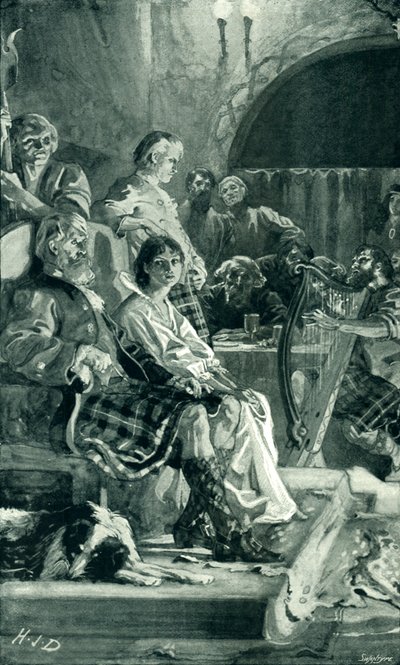 Szene in der Halle eines Highland-Häuptlings im siebzehnten Jahrhundert von Herbert James Draper