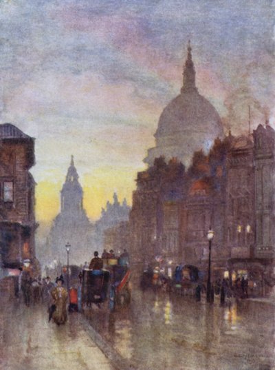 Cannon Street, Sommerabend (Farblithografie) von Herbert Menzies (after) Marshall
