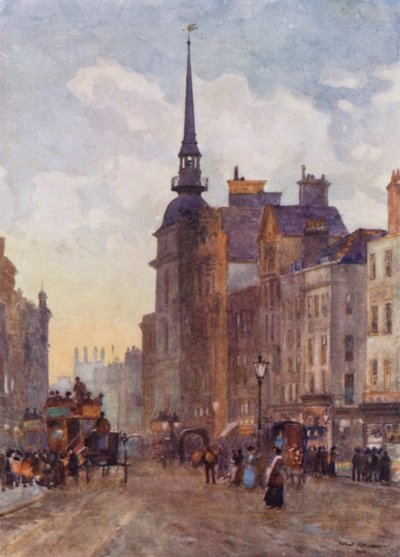 Blick hinunter auf Ludgate Hill von den Stufen der St. Paul