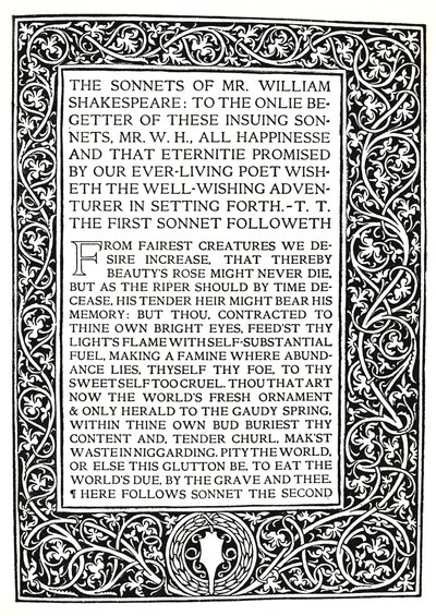Riccardi Press: Seite aus den Sonetten von Shakespeare, um 1914 von Herbert Percy Horne