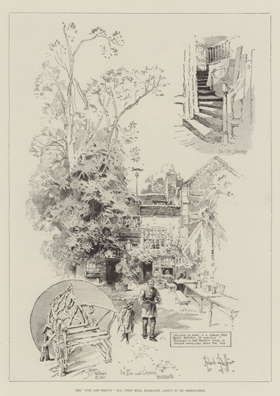 The Fox and Crown Inn, West Hill, Highgate, kurz vor dem Abriss von Herbert Railton