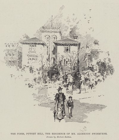 Die Kiefern, Putney Hill, die Residenz von Mr. Algernon Swinburne von Herbert Railton