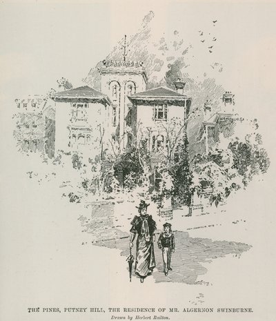 Die Kiefern, Putney Hill, die Residenz von Mr. Algernon Swinburne von Herbert Railton