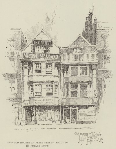 Zwei alte Häuser in der Fleet Street, die abgerissen werden sollen von Herbert Railton