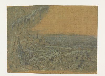 Fernsicht mit einer Straße und moosigen Zweigen von Hercules Segers