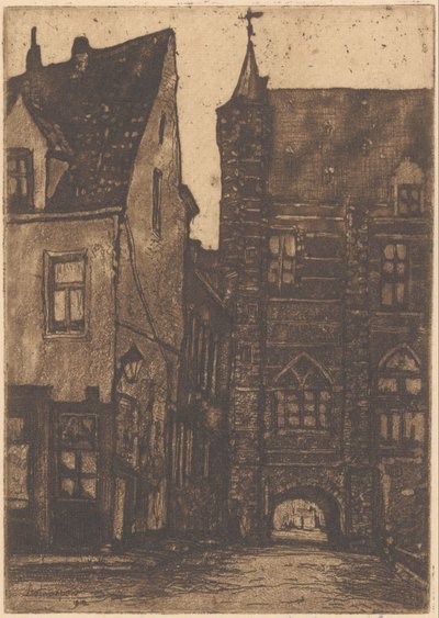 Ansicht des Vleeshuis in Antwerpen von Herman Heuff (signed by artist)