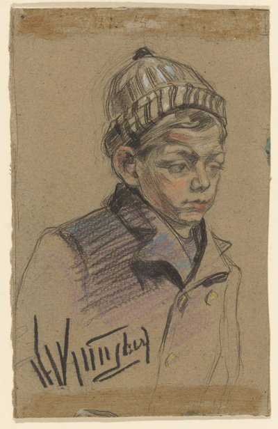 Junge mit Jacke und Mütze von Herman Kruyder (signed by artist)