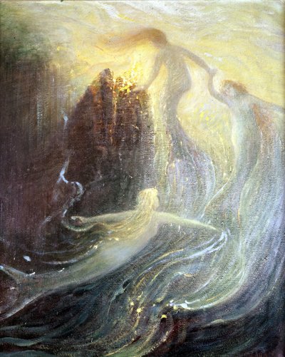 Bühnenbild für die Oper „Les filles du Rhine“ von Richard Wagner, geschaffen 1869: Gemälde von Herman Hendrich. Wagner-Museum Bayreuth von Hermann Hendrich