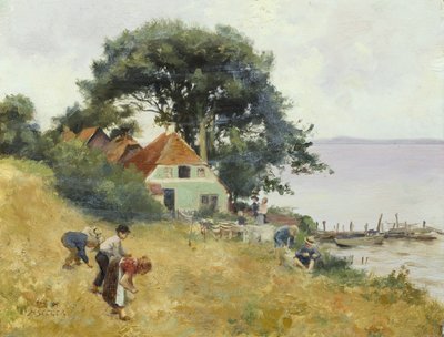 Kinder beim Nachlesen an einem See, ca. 1900-10 von Hermann Seeger