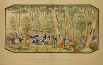 Sa-tan-ti spricht zu den Friedenskommissaren am Council Grove, Medicine Lodge Creek von Hermann Stieffel