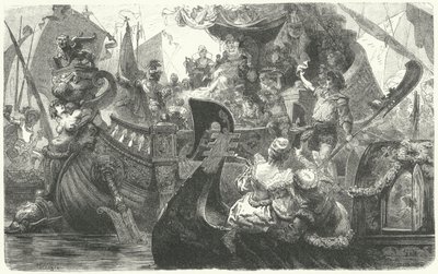 Catherine Cornaro segelt von Venedig ab, um Königin von Zypern zu werden, 1472 von Hermann Vogel