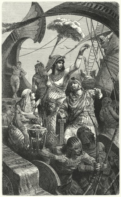 Cleopatra während der Schlacht von Actium, 31 v. Chr. von Hermann Vogel