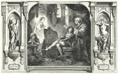 Dante Alighieri im Atelier von Giotto, 14. Jahrhundert von Hermann Vogel