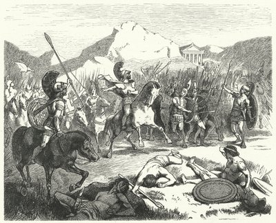 Epaminondas befiehlt der thebanischen Armee in die Schlacht zu ziehen von Hermann Vogel