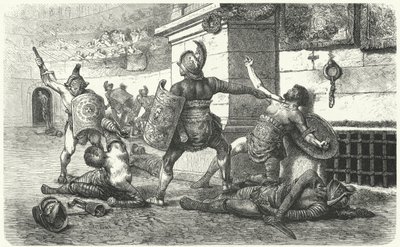 Gladiatoren kämpfen in der Arena im antiken Rom von Hermann Vogel