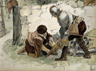 Heinrich IV. (1553-1610) verletzt bei einer Erkundung in Aumale gegen die Armee von Mayenne von Hermann Vogel