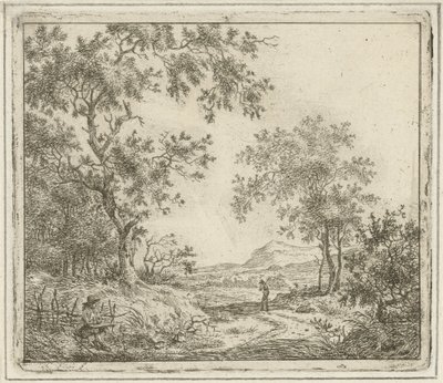 Landschaft mit Zeichner und Wanderer von Hermanus Fock