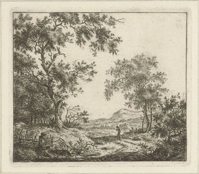 Landschaft mit Zeichner und Spaziergänger von Hermanus Fock