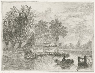 Mann mit einem Fass in einem Boot von Hermanus Jan Hendrik van Rijkelijkhuysen