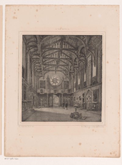 Innenraum eines gotischen Saals im Palast Kneuterdijk von Hermanus Johannes van den Hout