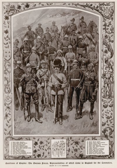 Die Überseetruppen, deren Vertreter zur Krönung von König Georg V. nach England kamen von Hermanus Willem Koekkoek