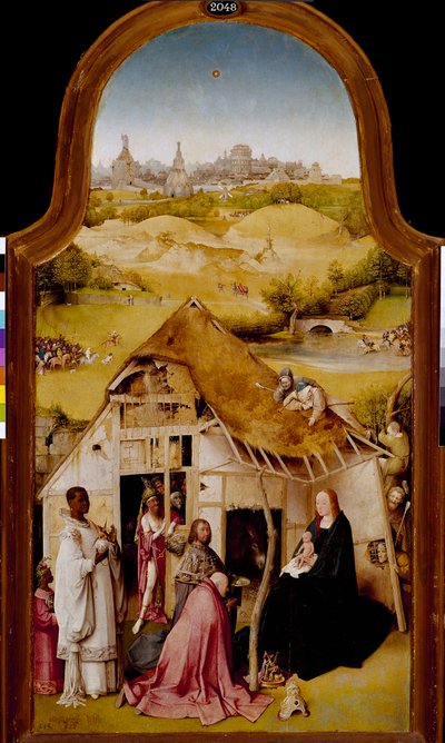 Anbetung der Könige. Zentrales Panel des Triptychons der Epiphanie von Hieronymus Bosch