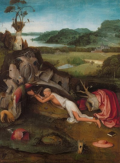 Der heilige Hieronymus in der Wüste. Um 1490 von Hieronymus Bosch
