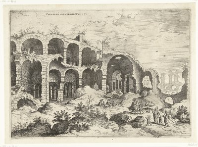 Dritter Blick auf das Kolosseum in Rom (Römische Ruinen) von Hieronymus Cock