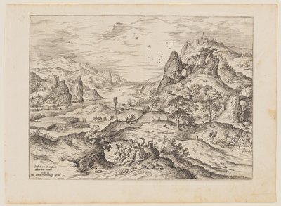 Venus und Adonis, aus Landschaften mit biblischen und mythologischen Szenen von Hieronymus Cock