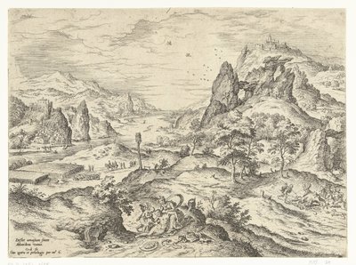 Venus trauert um den Tod von Adonis Landschaften mit biblischen und mythologischen Szenen (Serientitel) von Hieronymus Cock