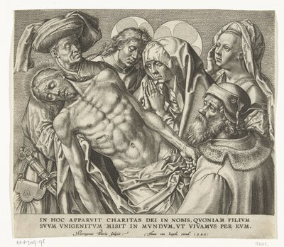 Der Leichnam des toten Christus wird getragen von Hieronymus Wierix
