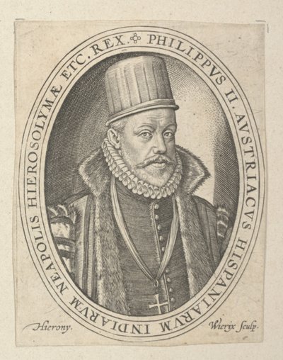 Philipp II. von Spanien, spätes 16. - frühes 17. Jahrhundert von Hieronymus or Jerome Wierix