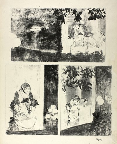 Mlle Bécat im Café des Ambassadeurs: Drei Motive von Hilaire Germain Edgar Degas