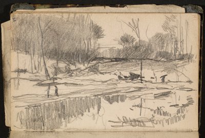 Landschaft mit Teich (Seite aus einem Skizzenbuch) von Hippolyte Boulenger