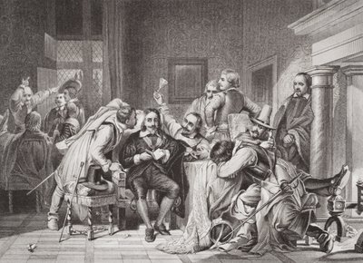 Charles I (1600-49) im Wachraum von Oliver Cromwells Soldaten beleidigt, aus 