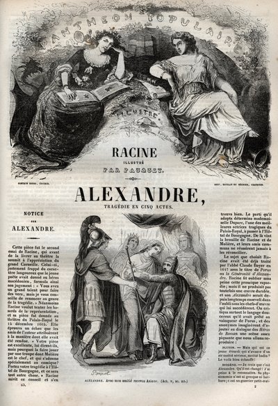 Alexander der Große Tragödie in fünf Akten - Gravur in „Werke von Jean Racine“ illustriert von Pauquet und mit einer Notiz von Emile de La Bedolliere - 1851 von Hippolyte Louis Pauquet