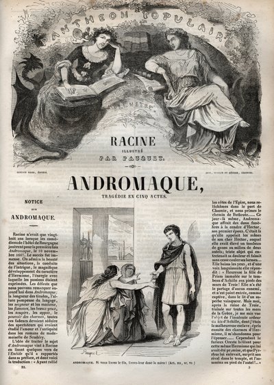 Andromaque Tragödie in fünf Akten - Gravur in „Oeuvres de Jean Racine“ illustriert von Pauquet und mit einer Notiz von Emile de La Bedolliere - 1851 von Hippolyte Louis Pauquet